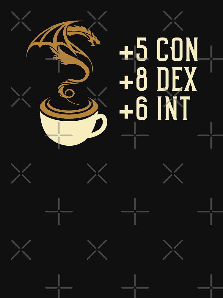 Thumbnail 7 of 7, Essential T-Shirt, Coffee Stats for Roleplaying and Larping Tabletop RPG designed and sold by pixeptional.