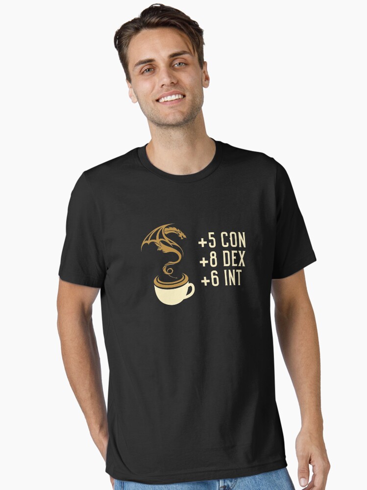 Thumbnail 2 of 7, Essential T-Shirt, Coffee Stats for Roleplaying and Larping Tabletop RPG designed and sold by pixeptional.