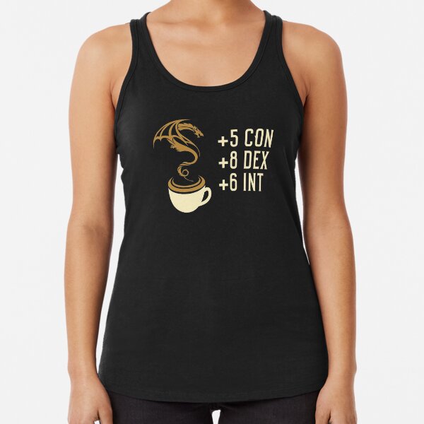 Coffee Stats for Roleplaying and Larping Tabletop RPG Racerback Tank Top