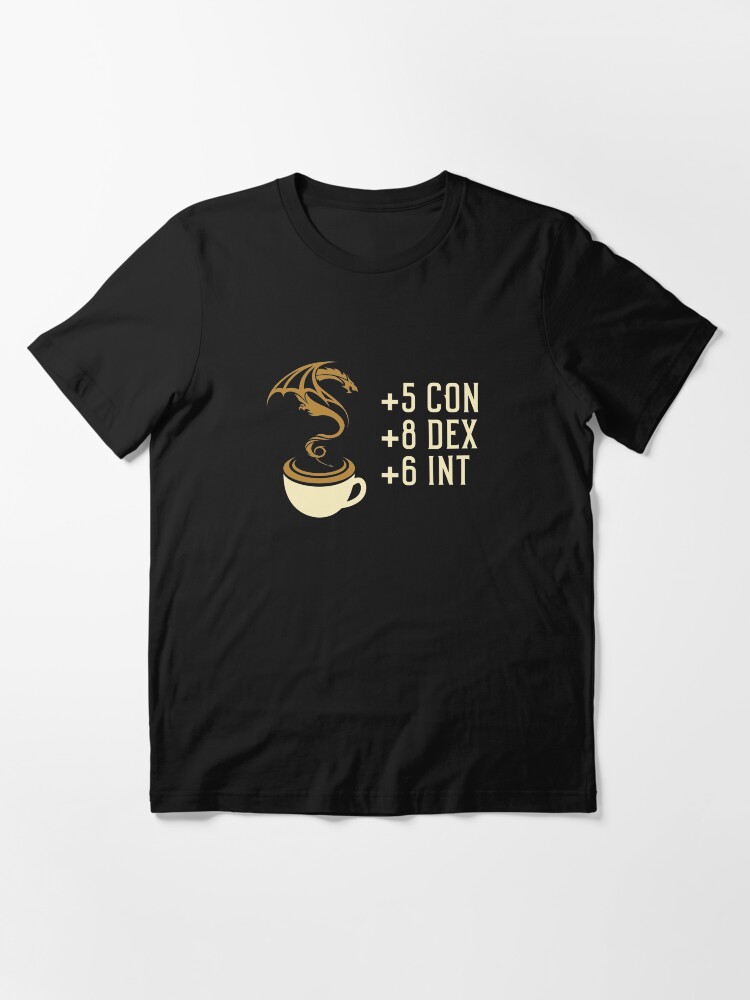 Thumbnail 3 of 7, Essential T-Shirt, Coffee Stats for Roleplaying and Larping Tabletop RPG designed and sold by pixeptional.