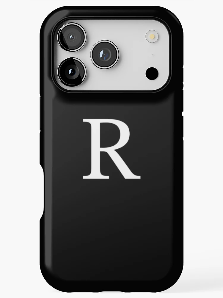 Thumbnail 1 of 4, iPhone Case, Black Basic Monogram R designed and sold by rewstudio.