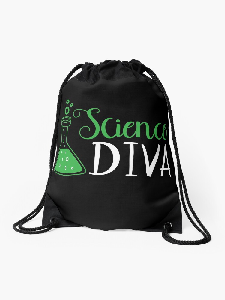 Funny Science Scientist Teacher Girl Nerd Geek Test Tube" Drawstring by LoveAndSerenity
