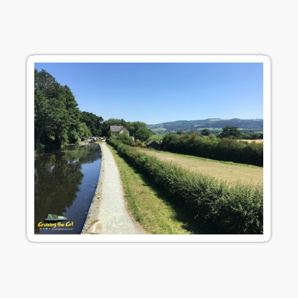 Hills and fields around the Montgomery canal in Wales Sticker