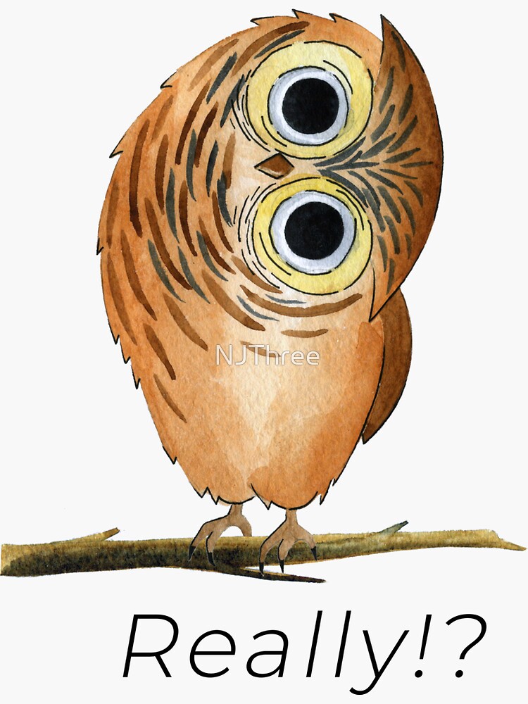 Thumbnail 3 of 3, Sticker, Owl Really!? designed and sold by NJThree.