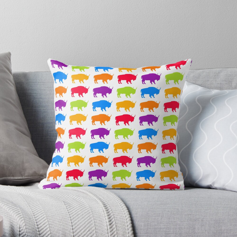 colorful buffalo pattern Throw Pillow