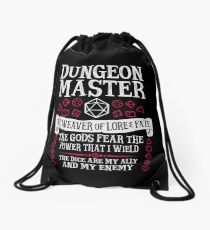 Dungeon Master, The Weaver of Lore & Fate - Dungeons & Dragons (White Text) Drawstring Bag