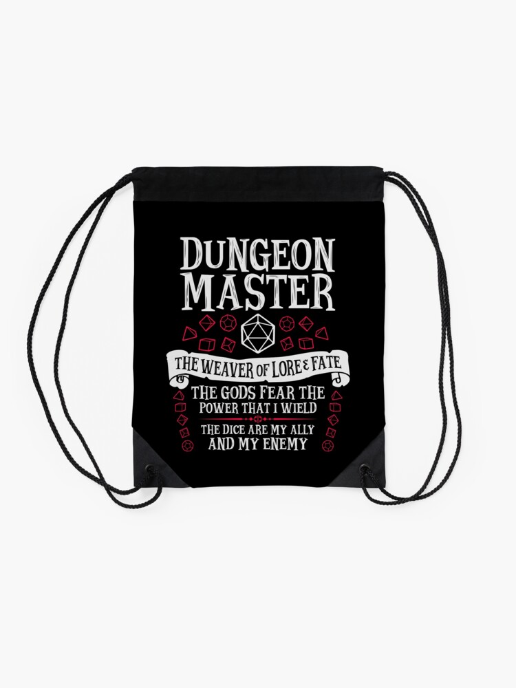 Alternate view of Dungeon Master, The Weaver of Lore & Fate - Dungeons & Dragons (White Text) Drawstring Bag
