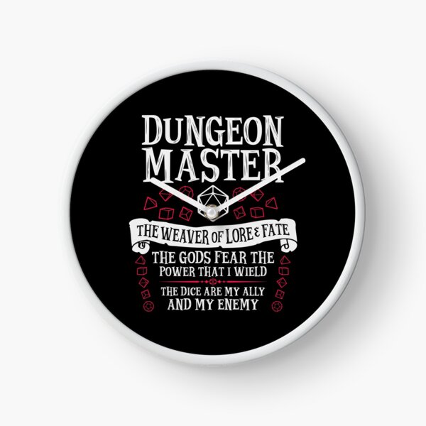 Dungeon Master, The Weaver of Lore & Fate - Dungeons & Dragons (White Text) Clock