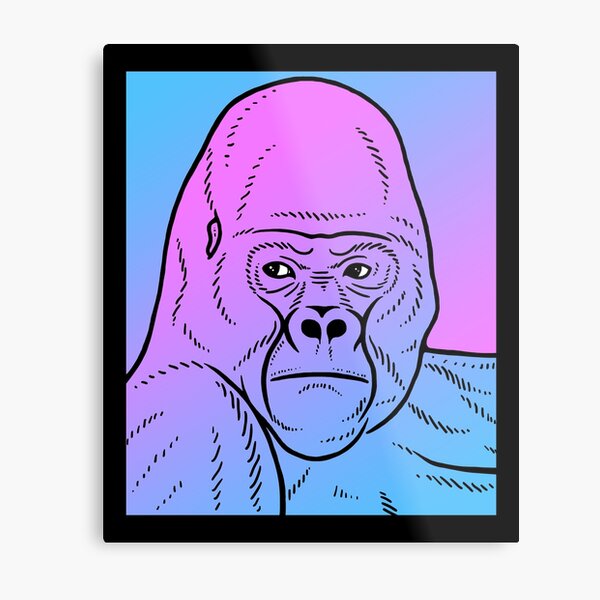 Vaporwave Gorilla Aesthetic Pastel Goth Primate Metal Print