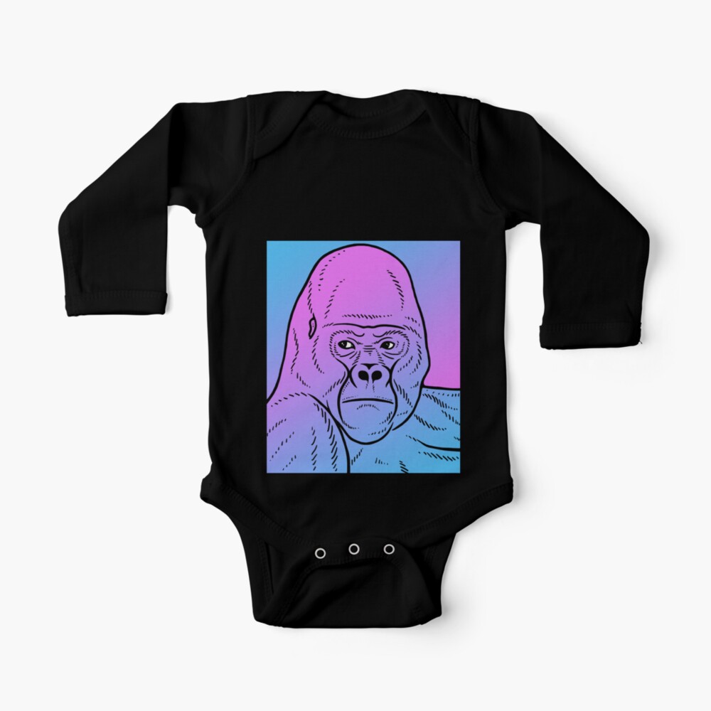 Vaporwave Gorilla Aesthetic Pastel Goth Primate Baby One Piece By Dinosareforever Redbubble