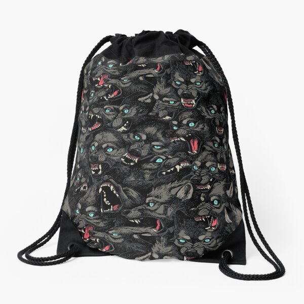 Wolf Pack Pattern Drawstring Bag