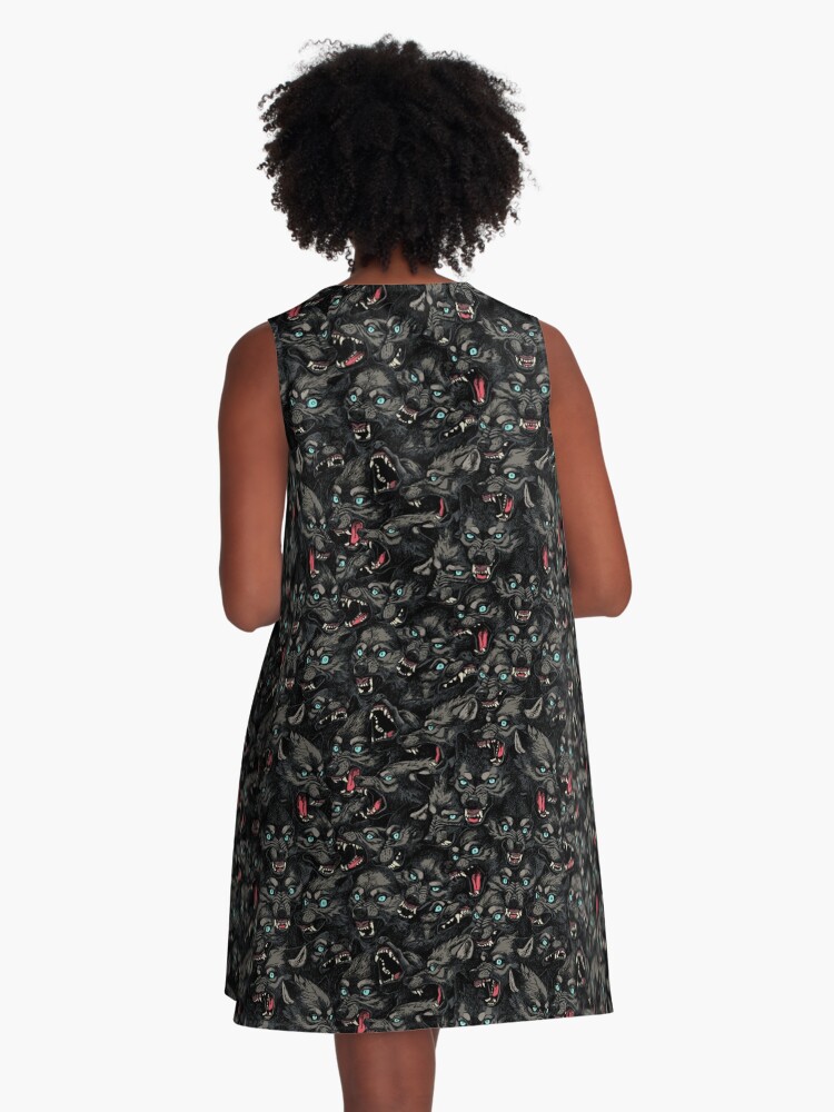Thumbnail 3 of 4, A-Line Dress, Wolf Pack Pattern designed and sold by freeminds.