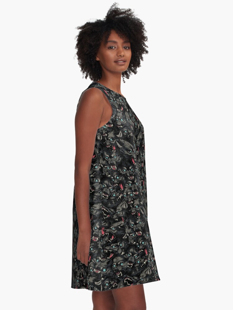 Thumbnail 2 of 4, A-Line Dress, Wolf Pack Pattern designed and sold by freeminds.