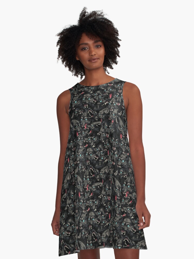 Thumbnail 1 of 4, A-Line Dress, Wolf Pack Pattern designed and sold by freeminds.