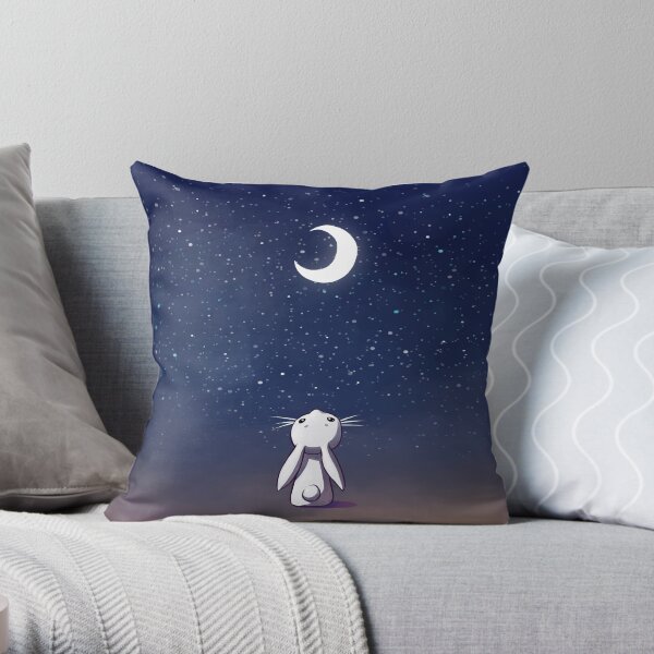 Moon Bunny Throw Pillow