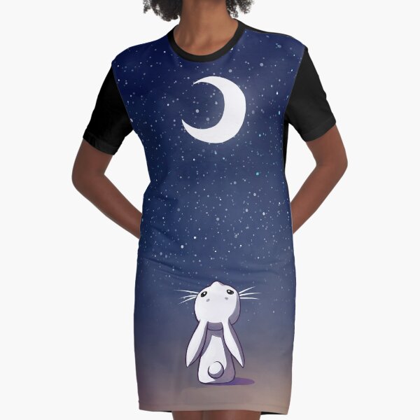 Moon Bunny Graphic T-Shirt Dress
