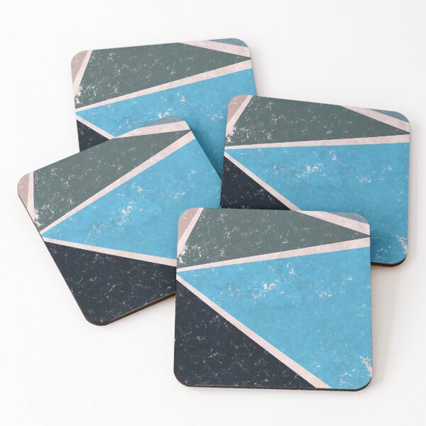 Item preview, Retro Geometrical Triangles in Blue Shades designed and sold by ibadishi.
