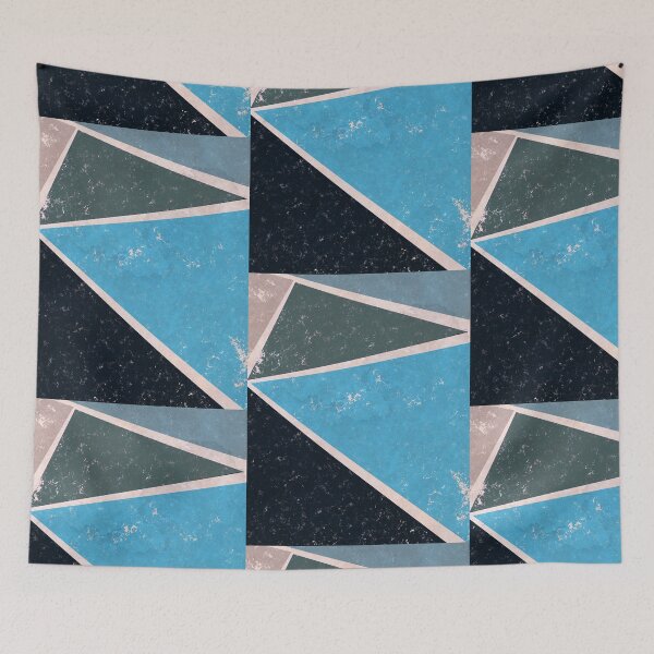 Item preview, Retro Geometrical Triangles in Blue Shades designed and sold by ibadishi.
