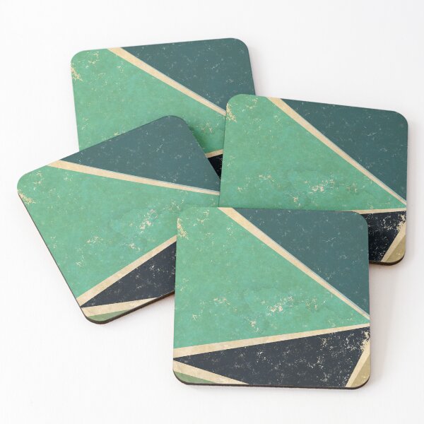 Item preview, Retro Geometrical Triangles in Green Shades designed and sold by ibadishi.