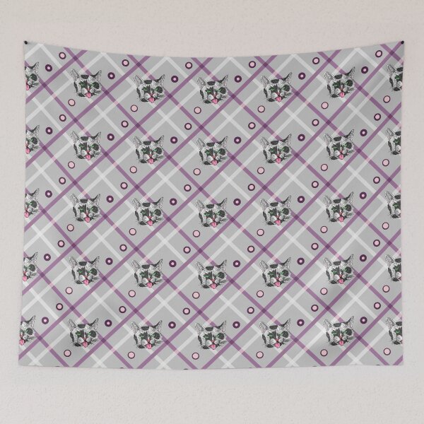 Item preview, Black & White Cat Face Plaid designed and sold by SonneFaunArt.