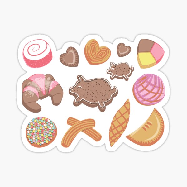 Item preview, Mexican Sweet Bakery Frenzy // white background // pastel colors pan dulce designed and sold by SelmaCardoso.