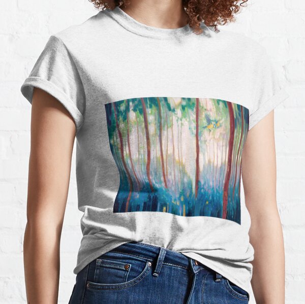 JUBILANT SPRING - A FOREST LANDSCAPE WITH BLUE TITS AND BLUEBELLS Classic T-Shirt