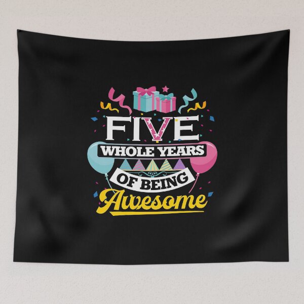 Item preview, Fifth Birthday Shirt - Five Whole Years Of Being Awesome designed and sold by festivalshirt.