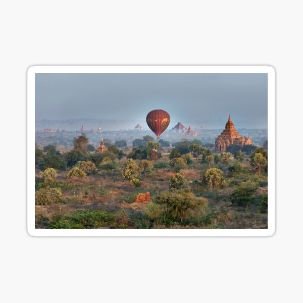 Ballons ride over temples of Bagan Sticker