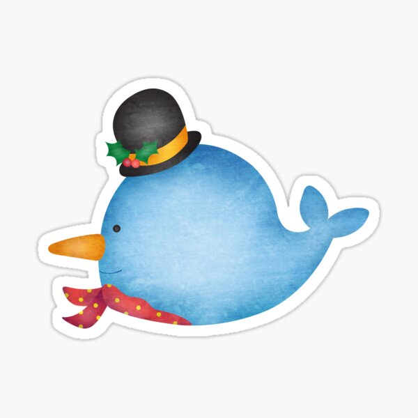 Holiday Whale Snowman Sticker