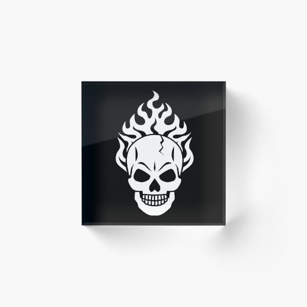 Flaming Skull Acrylic Block