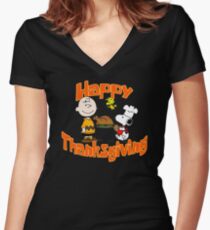 Happy Thanksgiving! Women's Fitted V-Neck T-Shirt