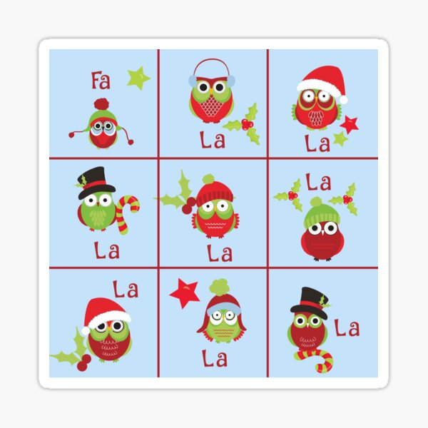 Deck the Halls with Owls and Holly Sticker