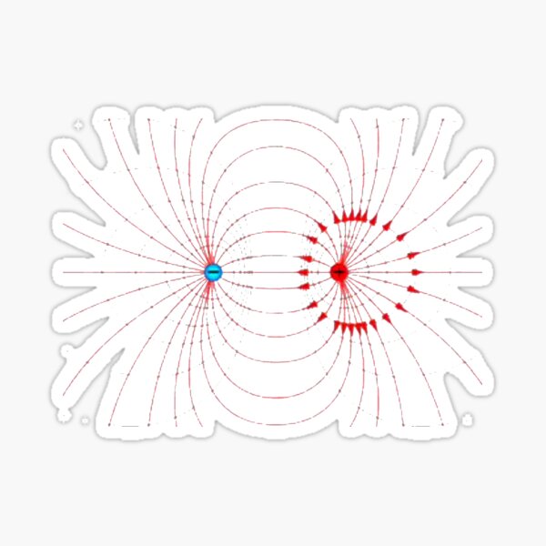 #field #science #electric #lines direction magnetic education electricity magnet physics illustration blue background axis pole south north dipole vector surface Sticker