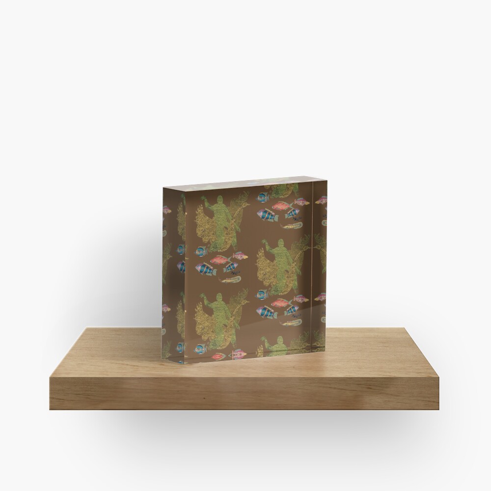 Flying Fish with Nellie the Goose in Hubble Space by Joyce Steinfeld Acrylic Block