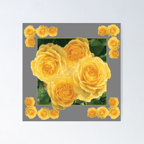 Item preview, YELLOW ROSES ON CHARCOAL GREY ART    designed and sold by sharlesart.