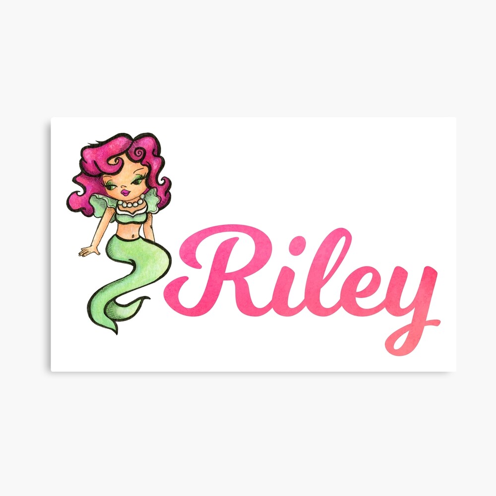 Riley girls name pink watercolor type Sticker for Sale by ComicKitsch