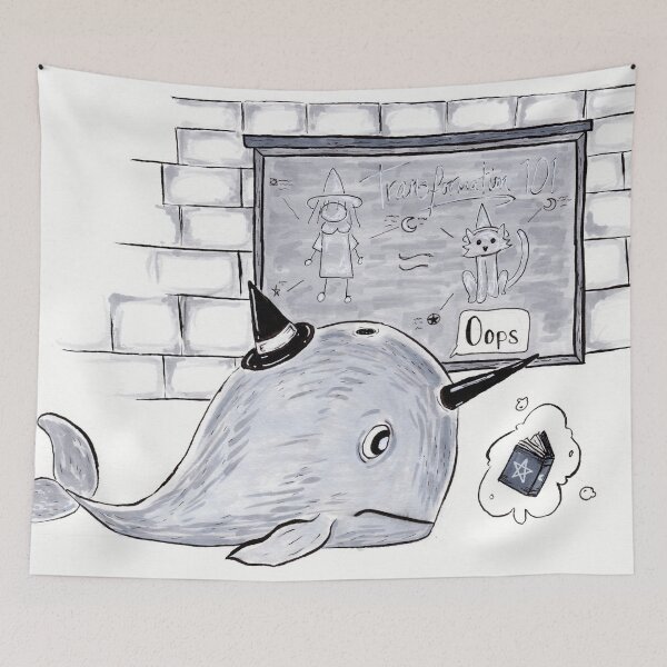 Item preview, Oops! - Whale witch illustration  designed and sold by TorchAndBrush.