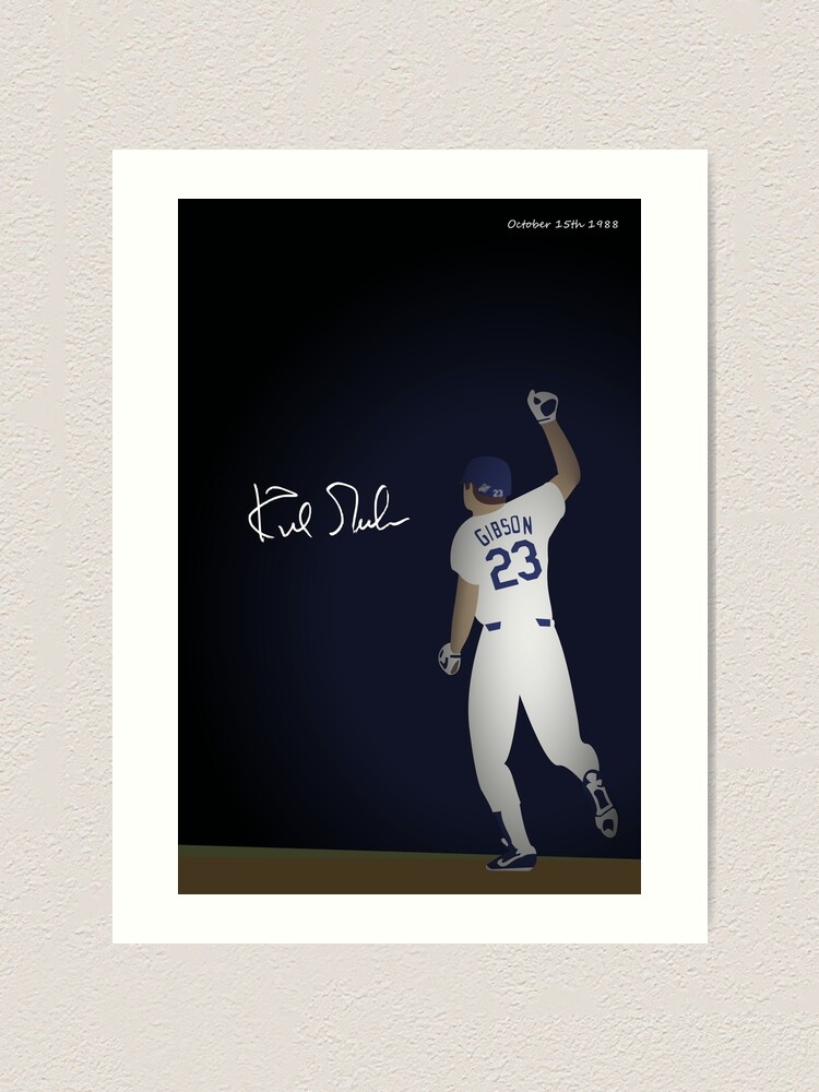 Kirk Gibson Home Run Los Angeles Dodgers Baseball Illustration Print Poster  Art