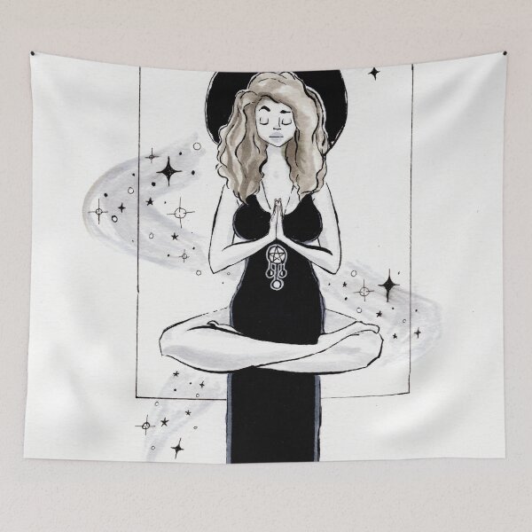 Item preview, Meditation - floating witch illustration  designed and sold by TorchAndBrush.