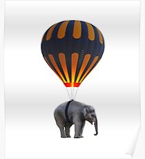 Elefante volador globo aerostático Poster