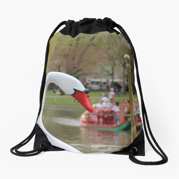 Boston Public Garden Swan Boats Drawstring Bag