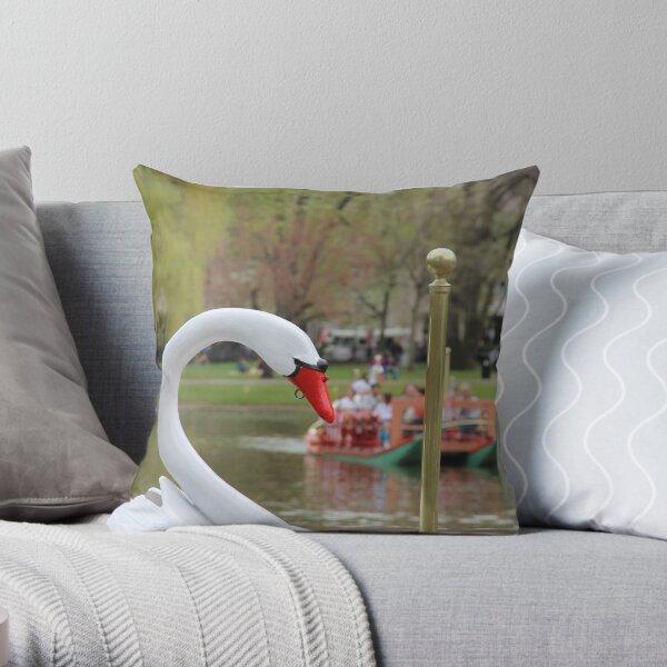 Boston Public Garden Swan Boats Throw Pillow