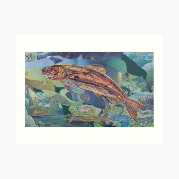 Brown Trout Art Collage Art Print