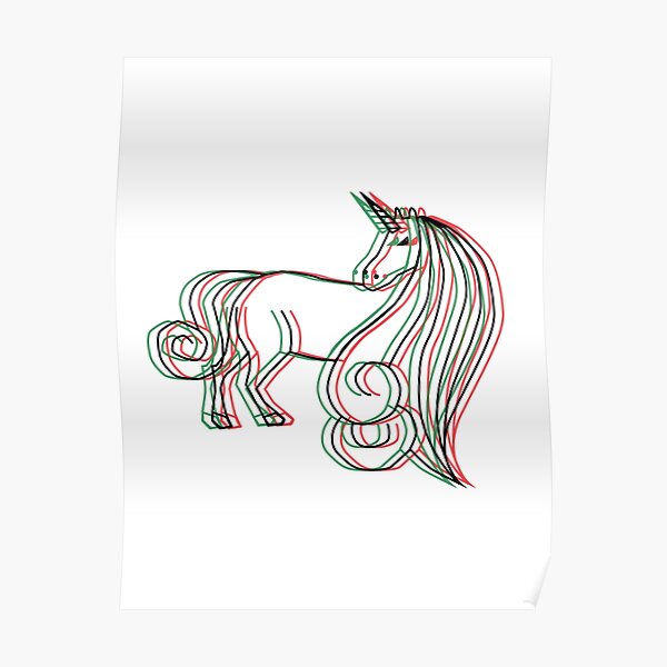 3D Unicorn Poster