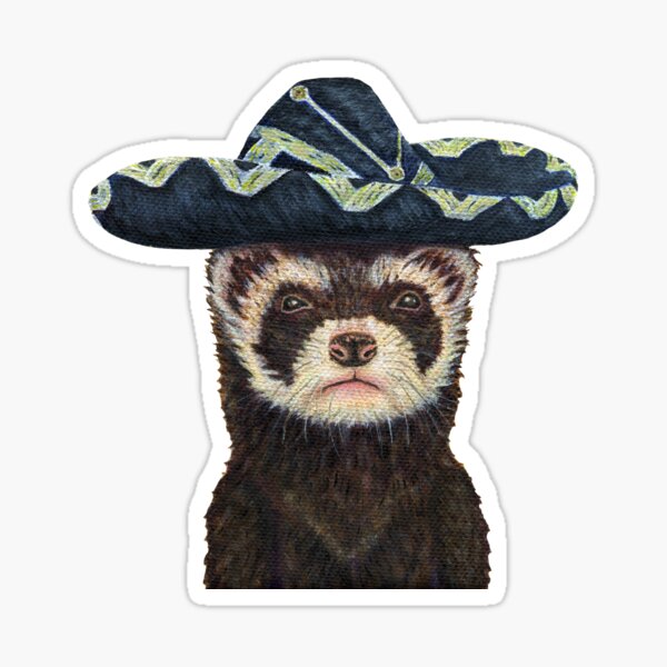 Ferret Fiesta, Blue Background Sticker