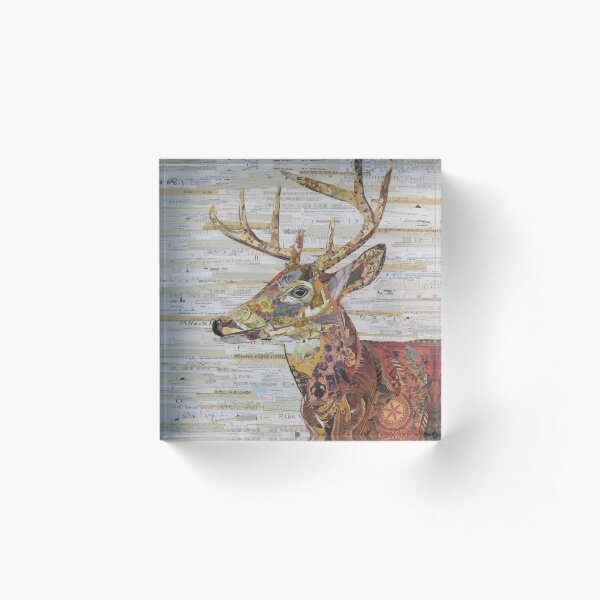 Deer Collage Acrylic Block