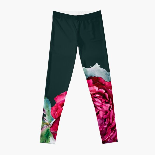 Peony Watercolor Illustration Leggings
