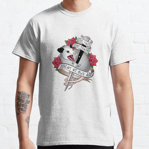 Opossum tattoo: Live fast, eat trash, scream at own ass. Classic T-Shirt