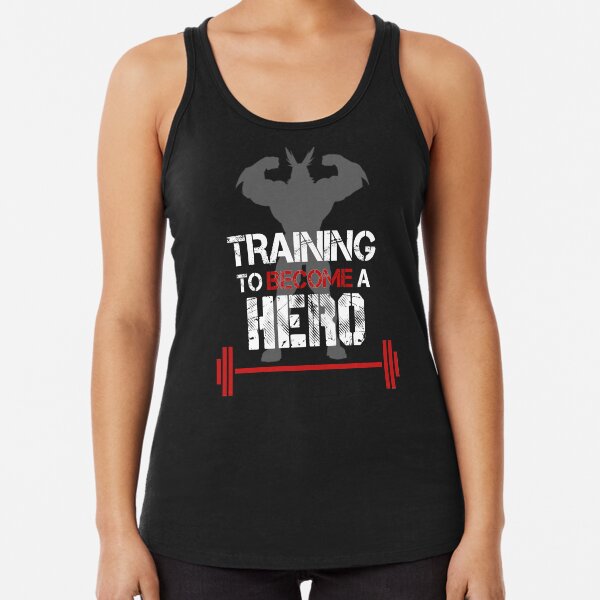TRAINING TO BECOME A HERO Racerback Tank Top