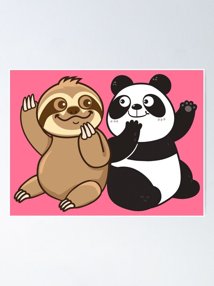 Sloth Panda Poster By Plushism Redbubble 